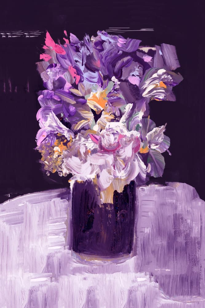 Painterly Purple Bouquet by cartissi — canvas wall art