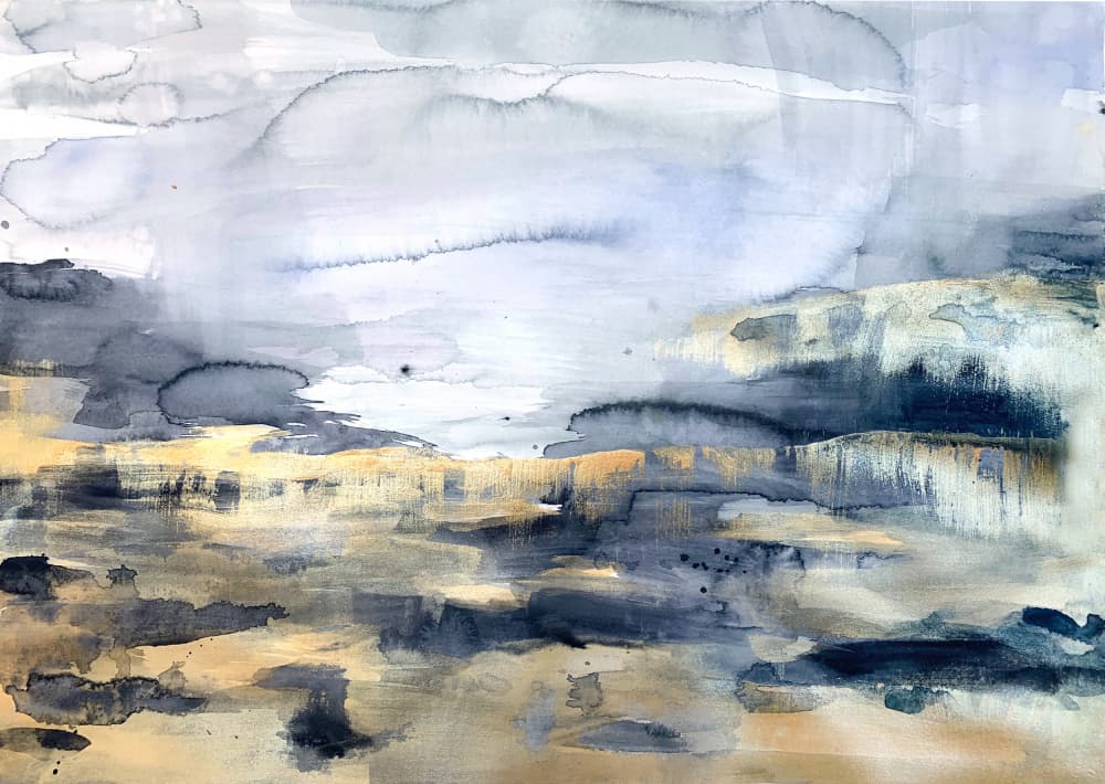 Abstract Golden Horizon by Christine Lindstrom — canvas wall art