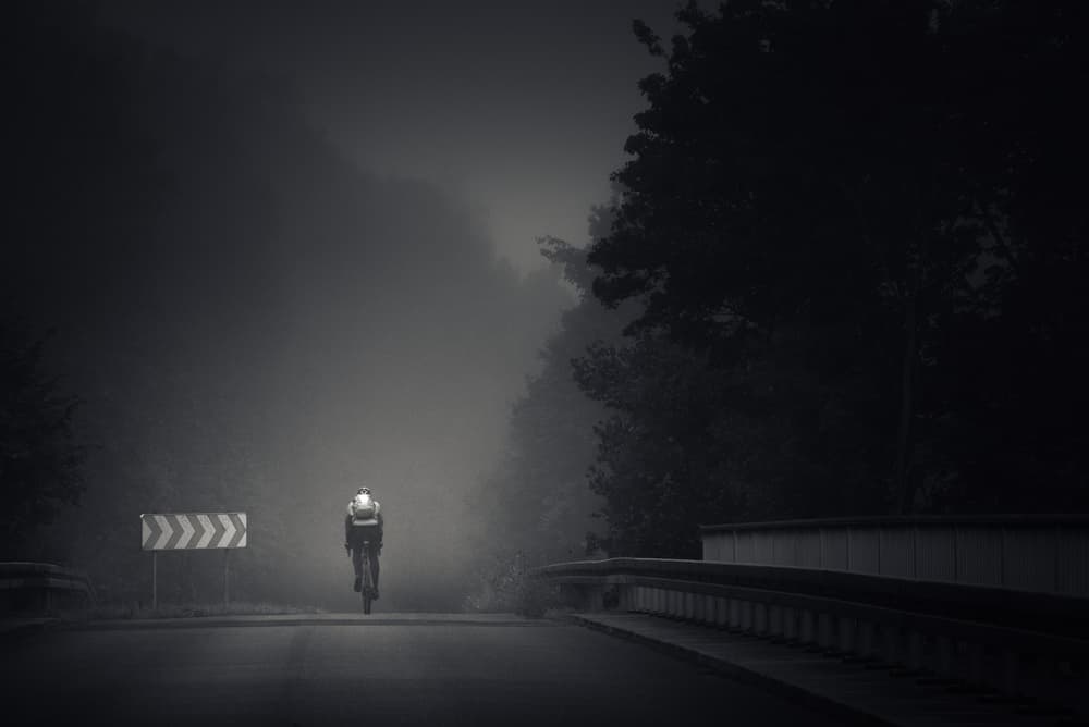 Cyclist in Mysterious Fog by Alexej Schulz — canvas wall art