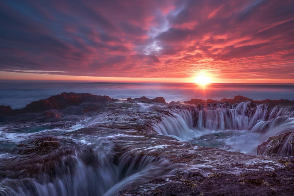 Fiery Sunset Coastline by Marcel Egger — canvas wall art