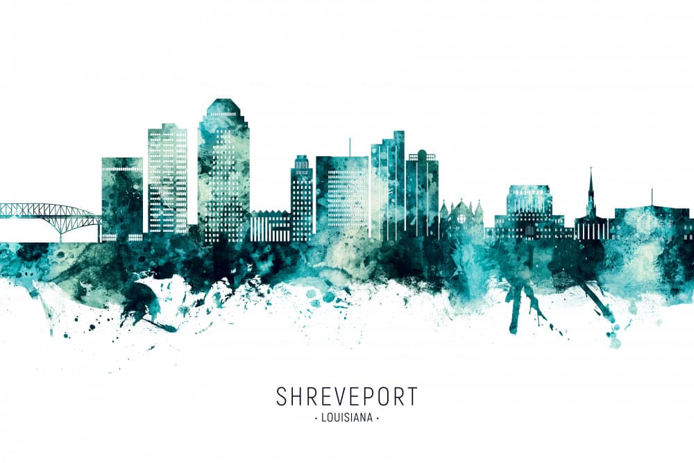 Shreveport Louisiana Skyline by Michael Tompsett — canvas wall art