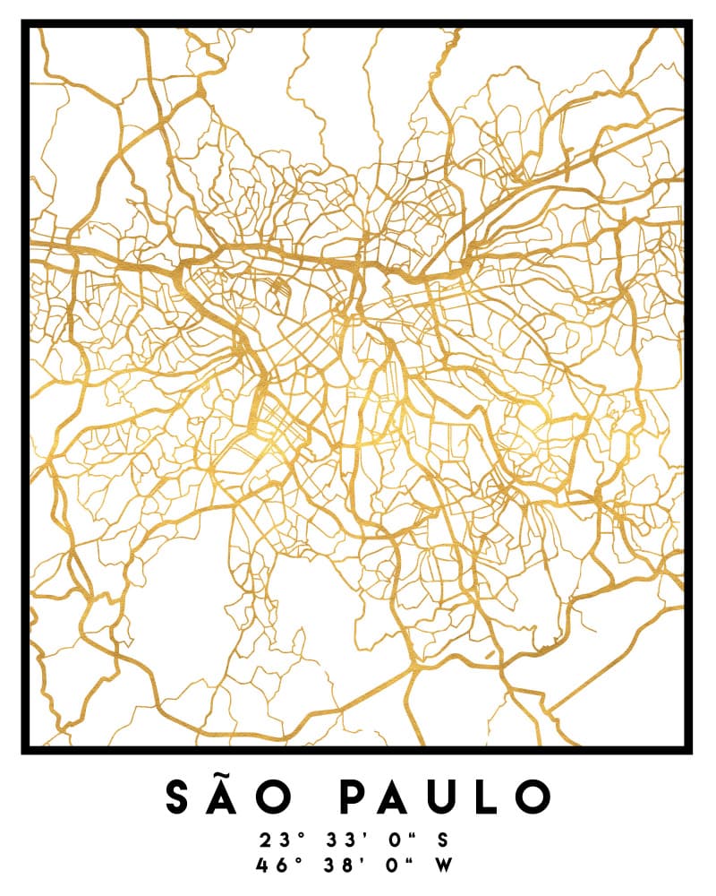 São Paulo Gold Map by Emiliano Deificus — canvas wall art