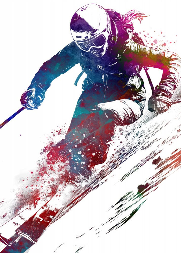 Colorful Skiing Splash by Justyna Jaszke — canvas wall art