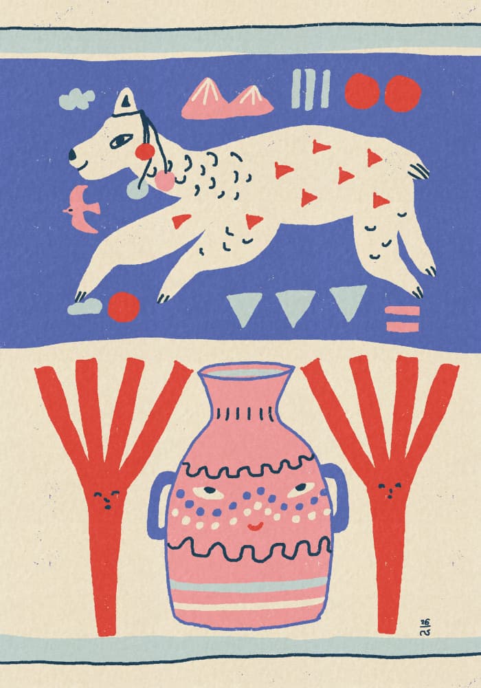 Playful Llama Folk Art by Raipa Studio — canvas wall art