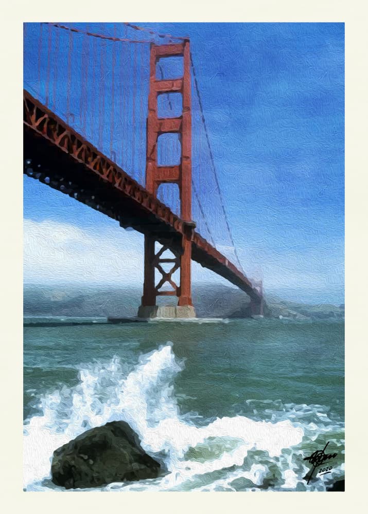 Golden Gate Crashing Waves by Osvaldo Russo — canvas wall art