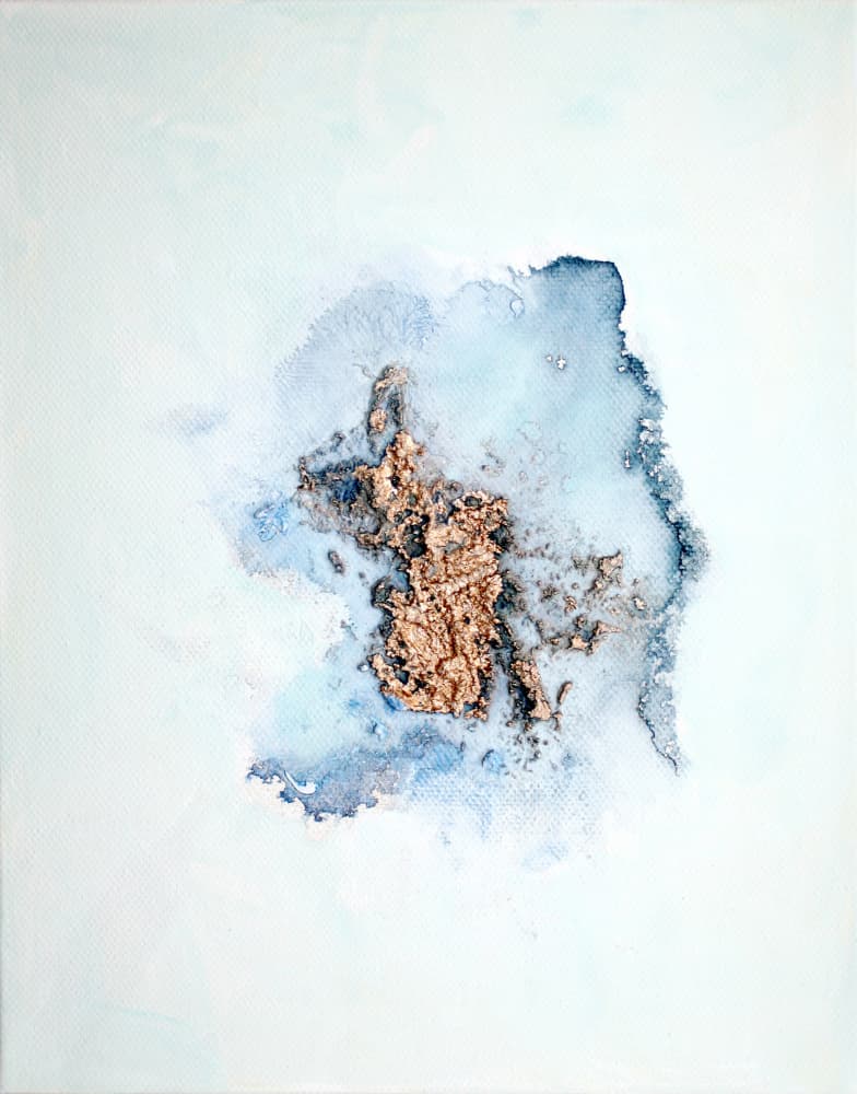 Golden Blue Abstract by Marina Nelson — canvas wall art