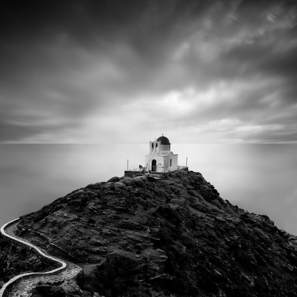 White Church on Cliff by George Digalakis — canvas wall art