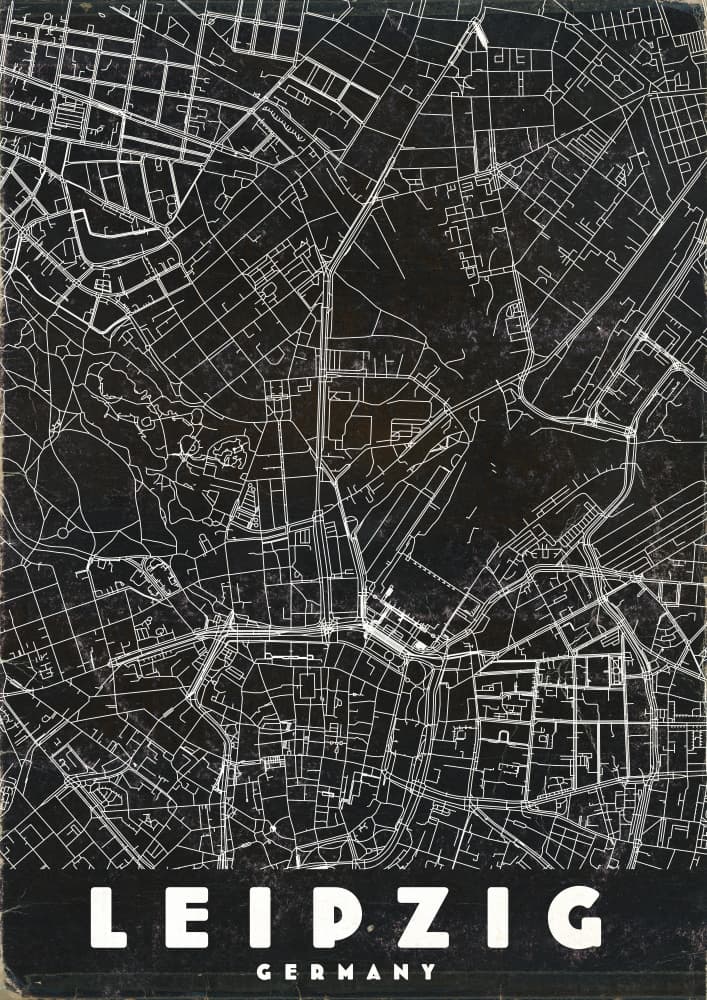 Leipzig Germany Map by Nicholas — canvas wall art