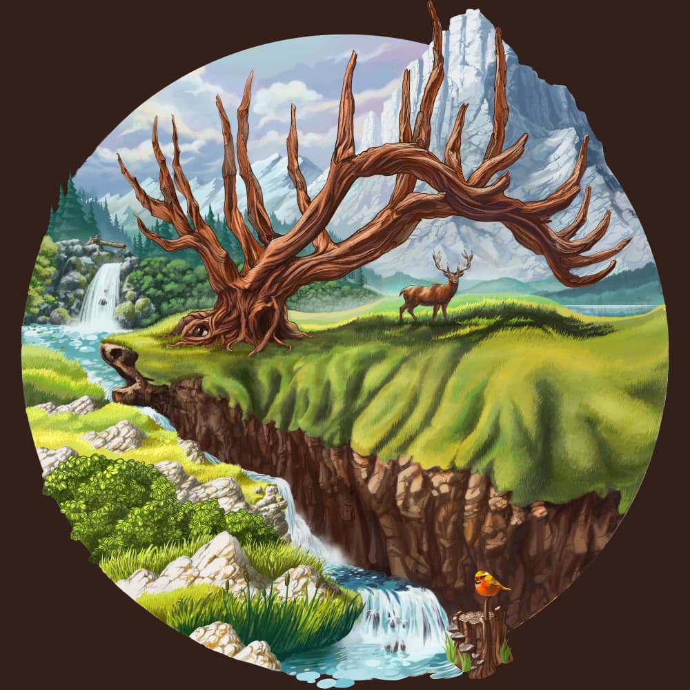 Twisted Tree Serene Landscape by Alirıza ÇAKIR — canvas wall art