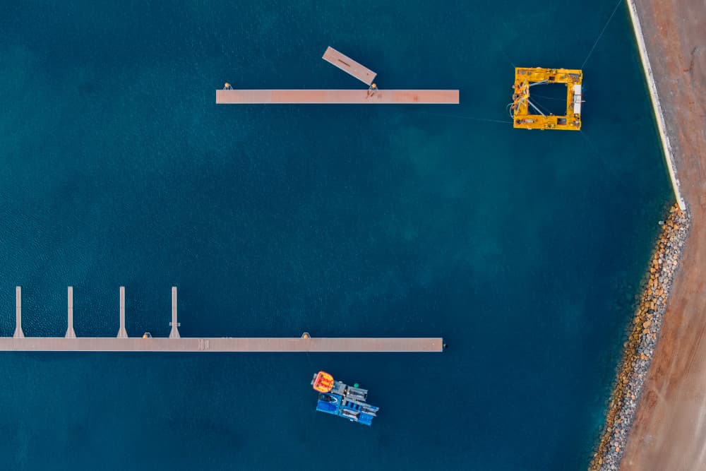 Blue Marina Aerial View by Jure Kravanja — canvas wall art
