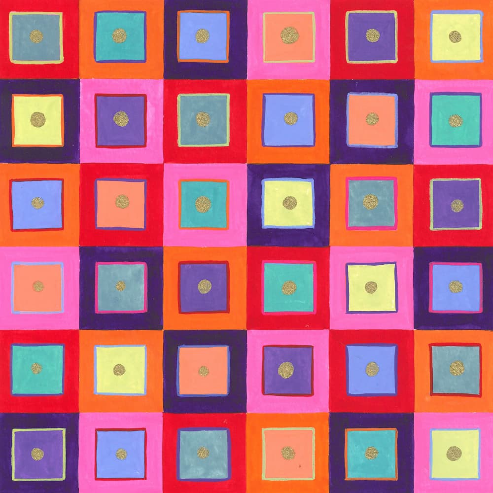 Pink and Red Spectrum Tile Pattern by Isabelle Brent — canvas wall art