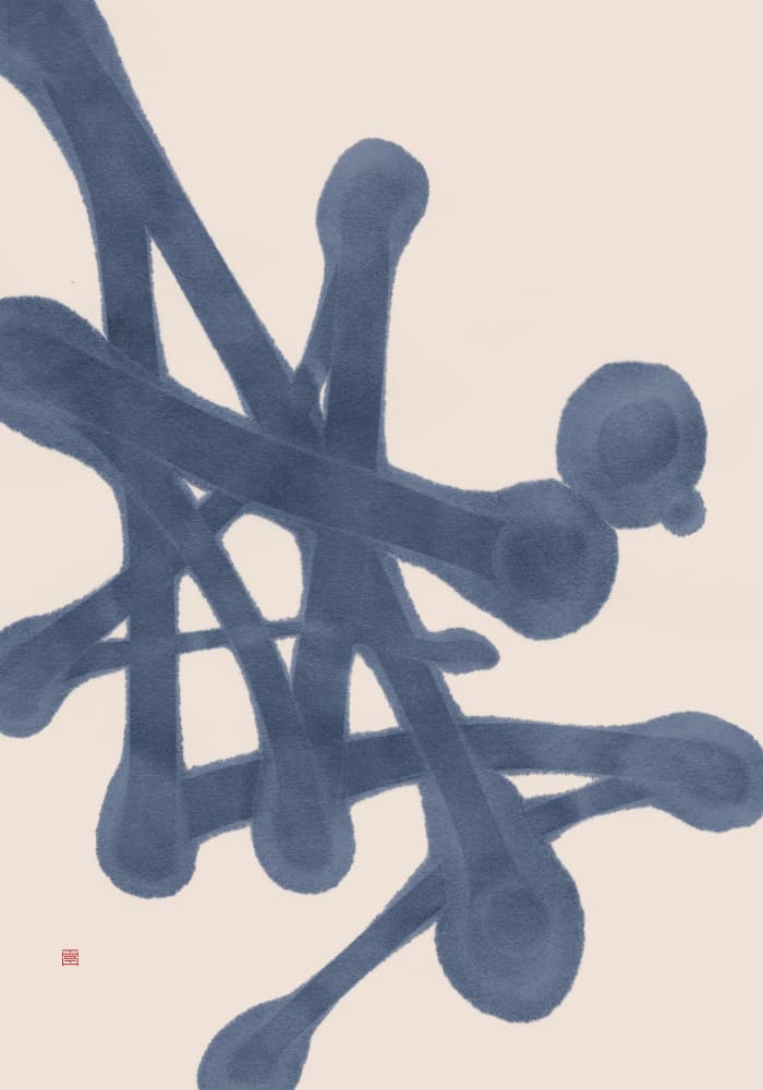 Flowing Indigo Forms by Thoth Adan — canvas wall art
