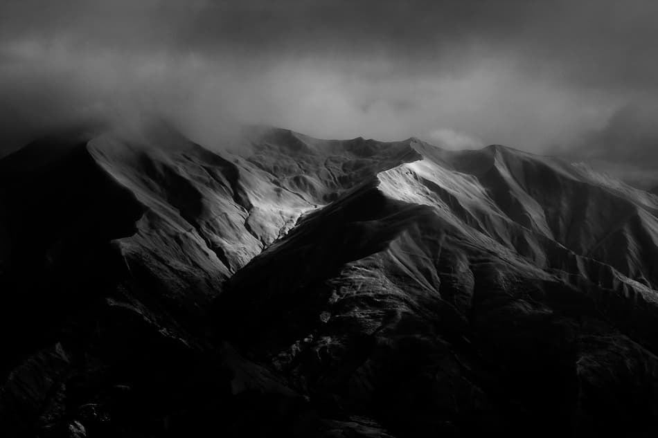Monochrome Mountain Majesty by Tristan Shu — canvas wall art