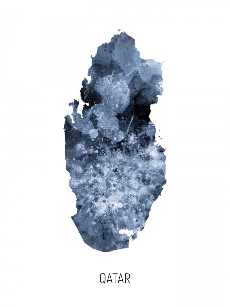 Qatar Watercolor Map by Michael Tompsett — canvas wall art