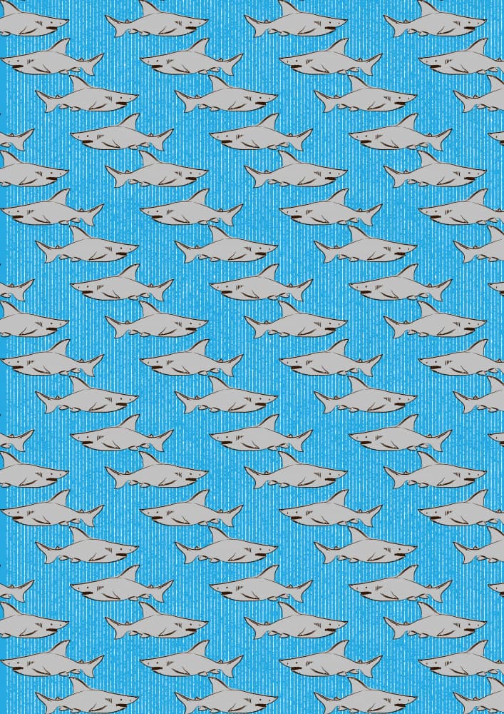 Cartoon Shark Pattern by Nicholas — canvas wall art