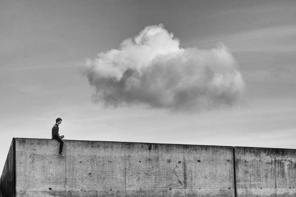 Man on Concrete Wall by Michelle Degryse — canvas wall art