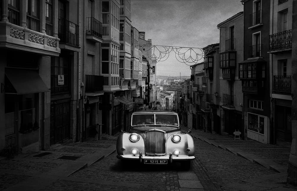 Classic Car City Street by Jose C. Lobato — canvas wall art