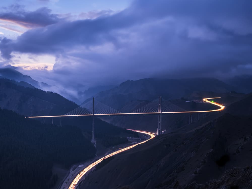 Twilight Mountain Bridge by Cai ning — canvas wall art