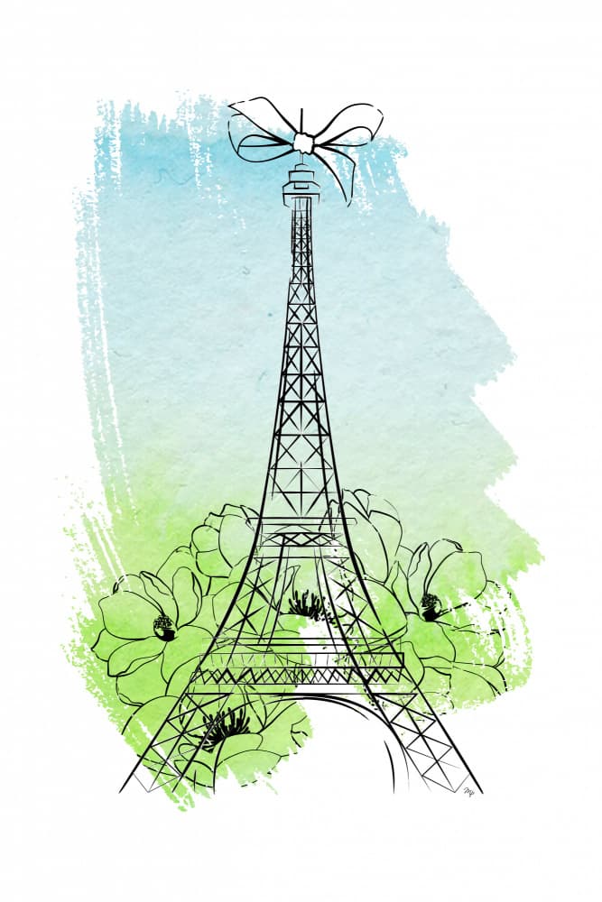 Eiffel Floral Watercolor by Martina — canvas wall art
