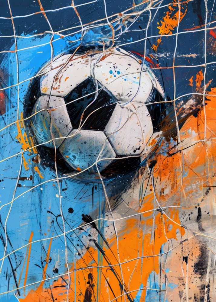 Vibrant Soccer Goal by Justyna Jaszke — canvas wall art