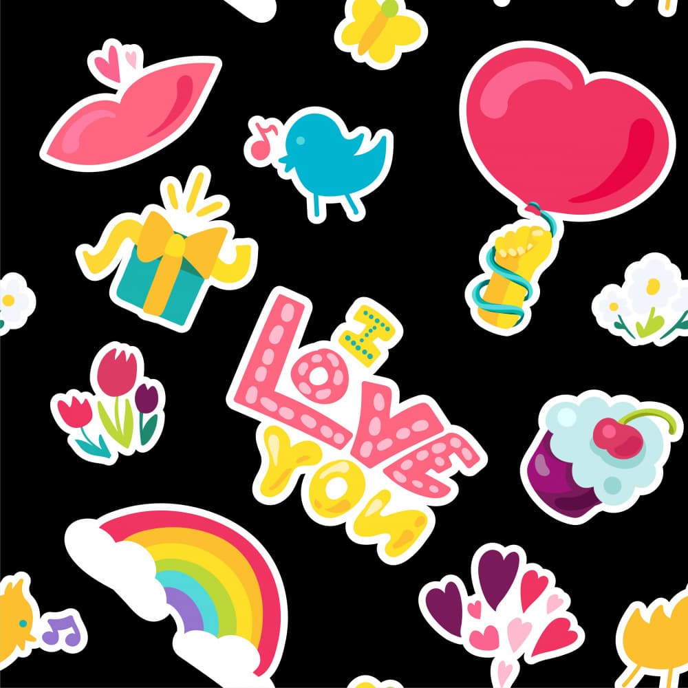 Cute Love Stickers by Marika Barsrsind — canvas wall art