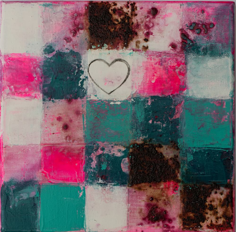 Distressed Heart Grid by Deb Chaney — canvas wall art