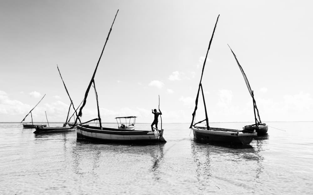 Tropical Boats At Dawn by José Manuel cruz — canvas wall art