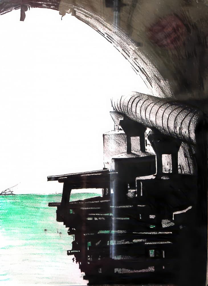 Industrial Arch Over Water by Kulik — canvas wall art