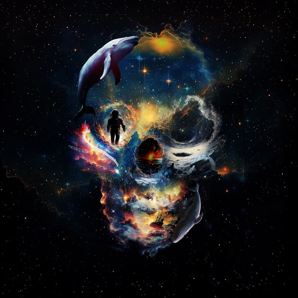 Space Whale Skull by Ali Gulec — canvas wall art