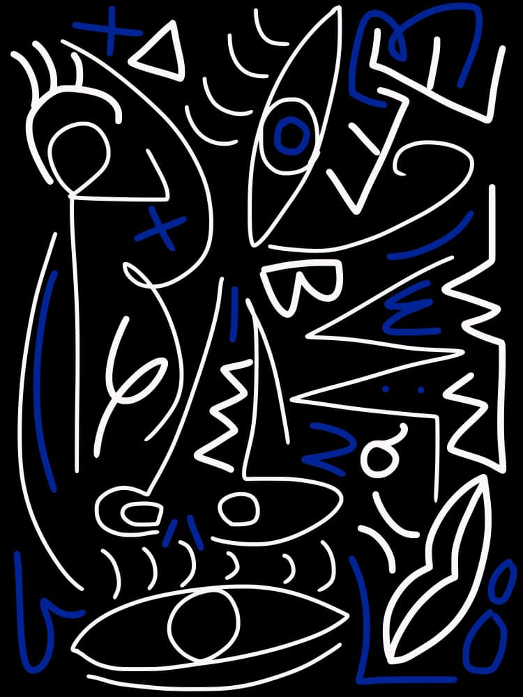Abstract Line Faces by Little Dean — canvas wall art