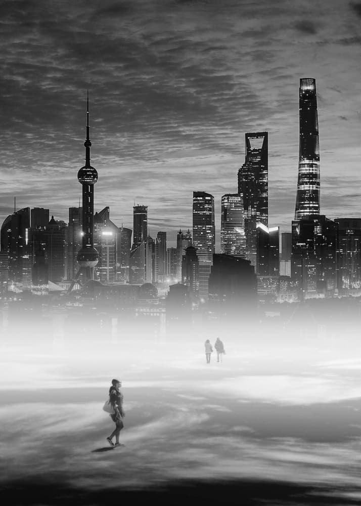 Dreamy Shanghai Skyline by Lammakmak — canvas wall art