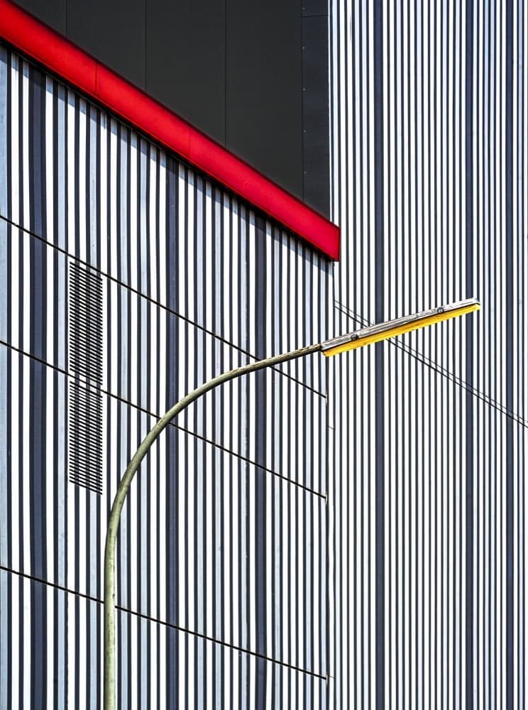 Red Stripe Architecture by Stephan Rückert — canvas wall art