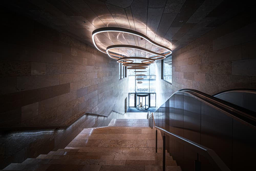 Grand Illuminated Stairwell by fotomarion — canvas wall art