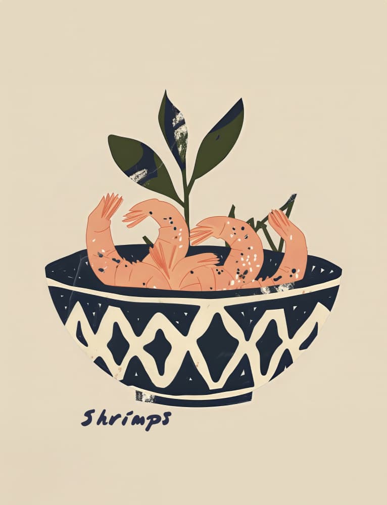 Shrimp Delight Bowl by Emel Tunaboylu — canvas wall art