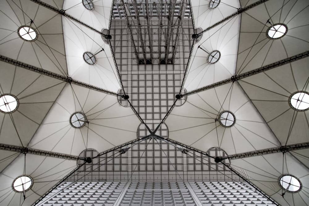 Modern Ceiling Geometry by Linda Wride — canvas wall art