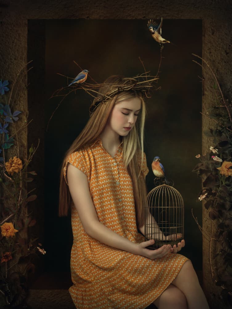 Girl Birds Nest Crown by Svetlana Melik-Nubarova — canvas wall art