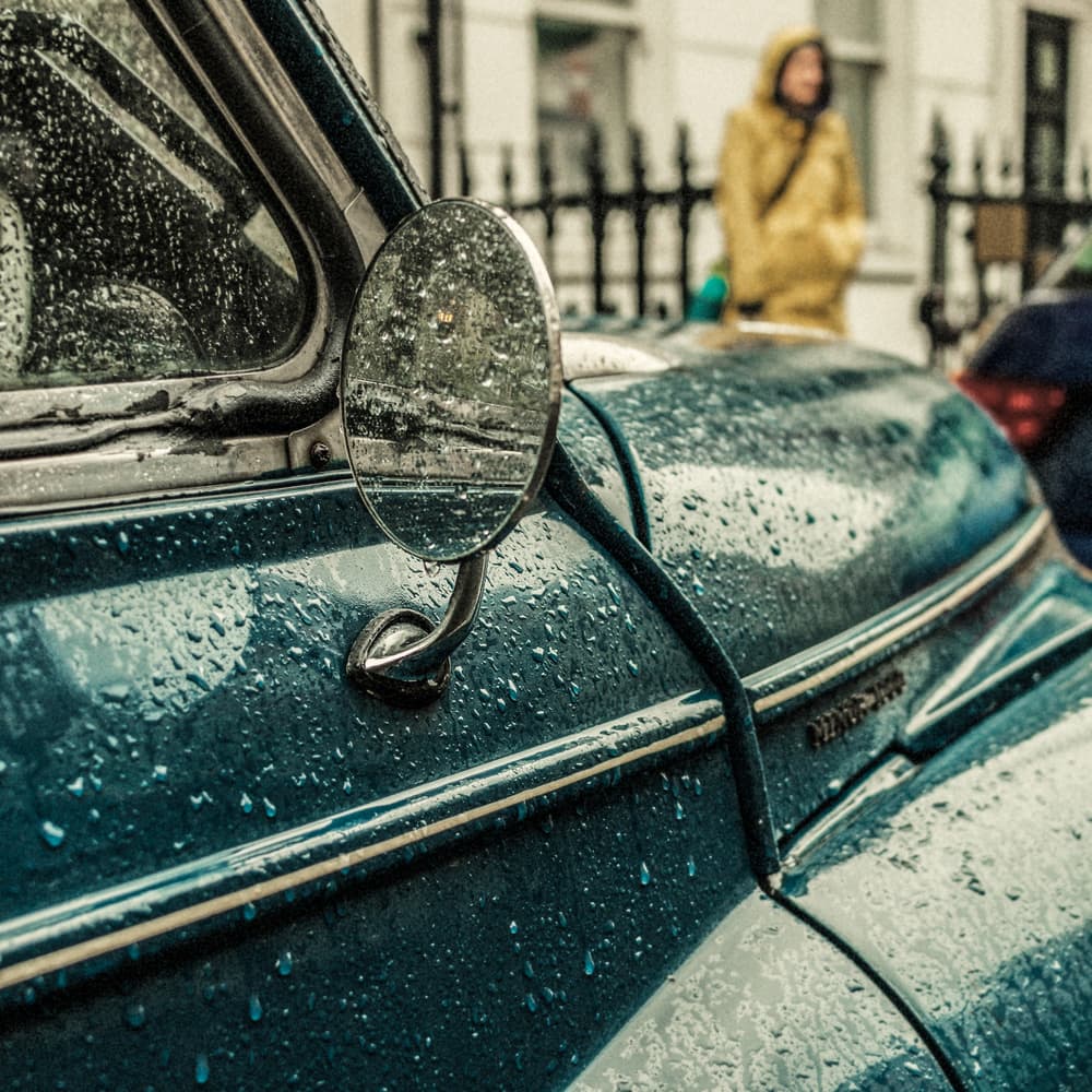 Rainy Day Classic Car by Riccardo Berg — canvas wall art