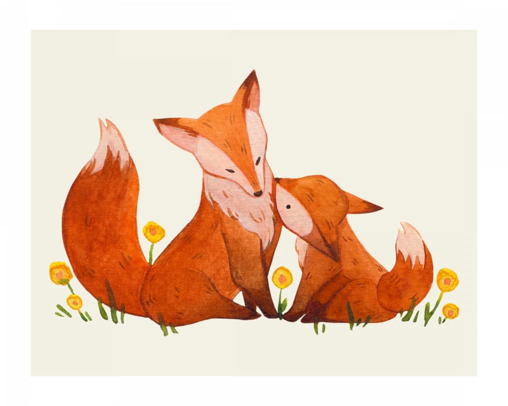 Tender Fox Family by Saskia Michele — canvas wall art