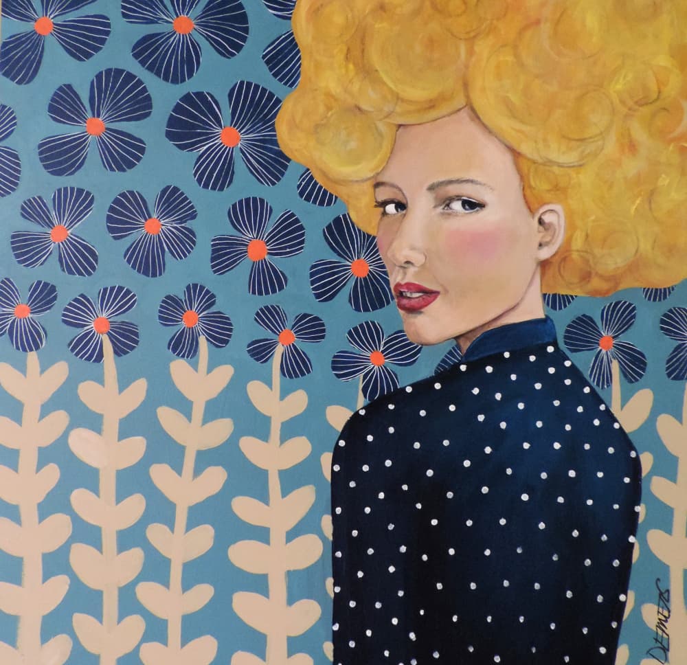Blonde Woman Polka Dots by Sylvie Demers — canvas wall art