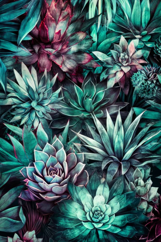 Jewel Tone Succulents by Justyna Jaszke — canvas wall art