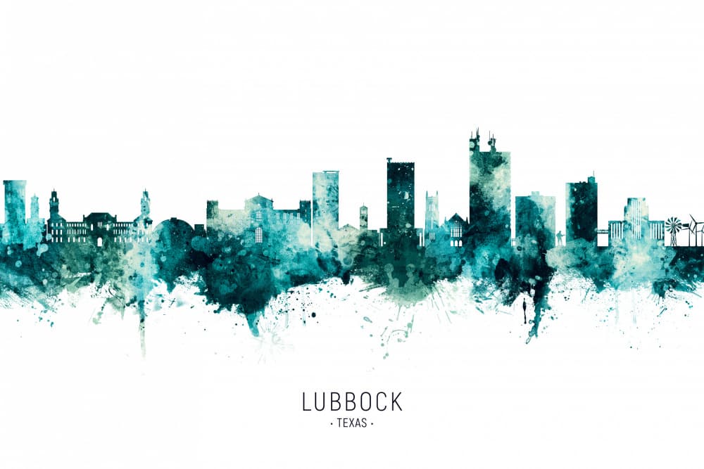 Lubbock Texas Cityscape by Michael Tompsett — canvas wall art