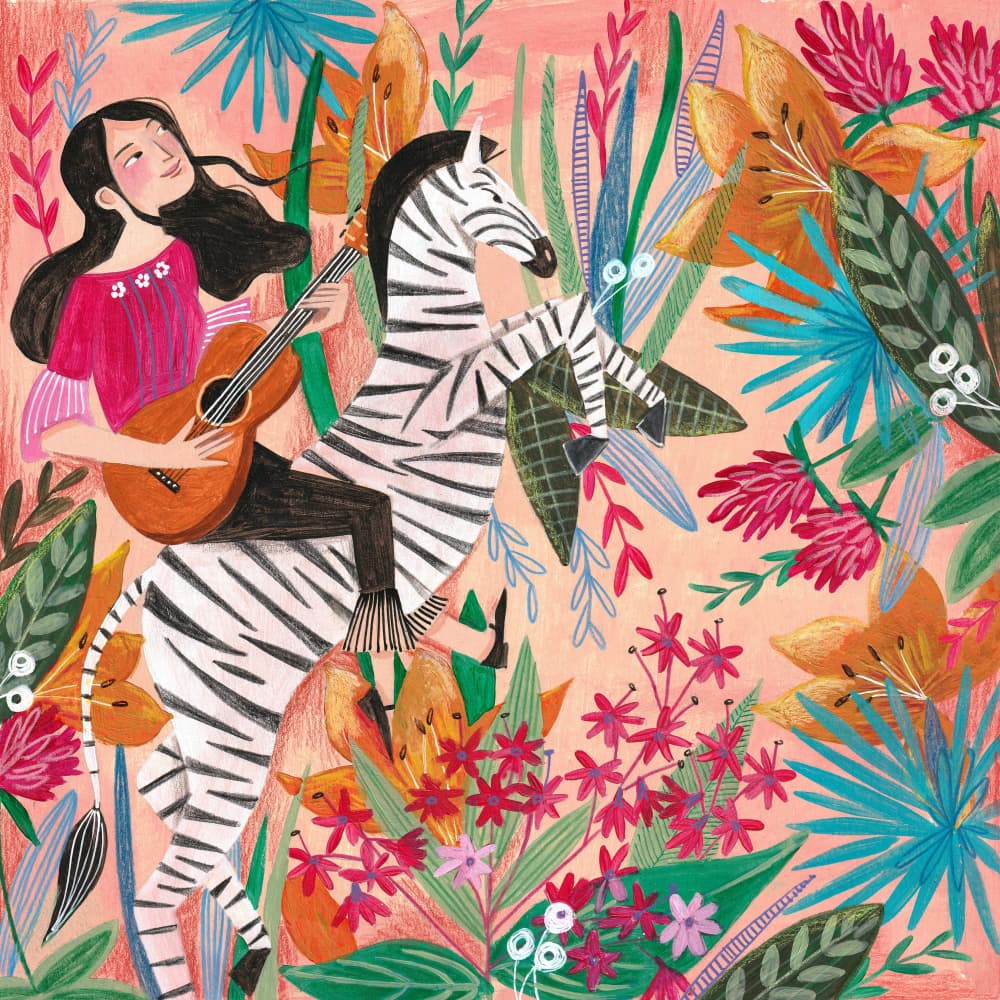 Zebra in the jungle by Caroline Bonne Müller — canvas wall art
