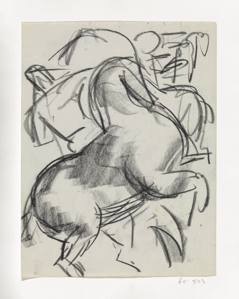 Steigerend Paard Met Figuur Op De Achtergrond