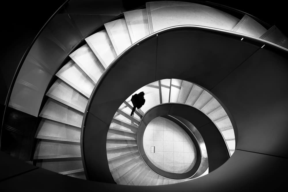 Descending Spiral Staircase by Jorge Pimenta — canvas wall art