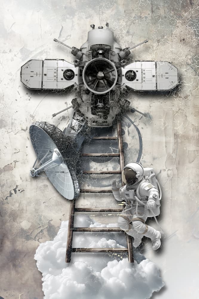 Astronaut's Cosmic Climb by Rafal Kulik — canvas wall art