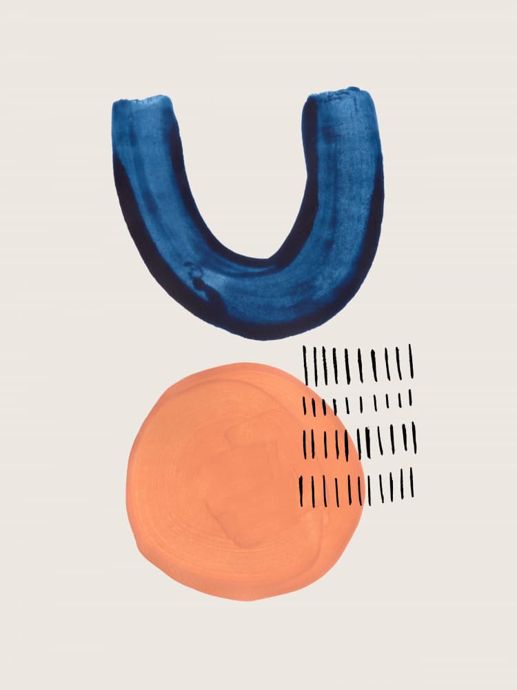 Blue Arch Orange Circle by Ejaaz Haniff — canvas wall art