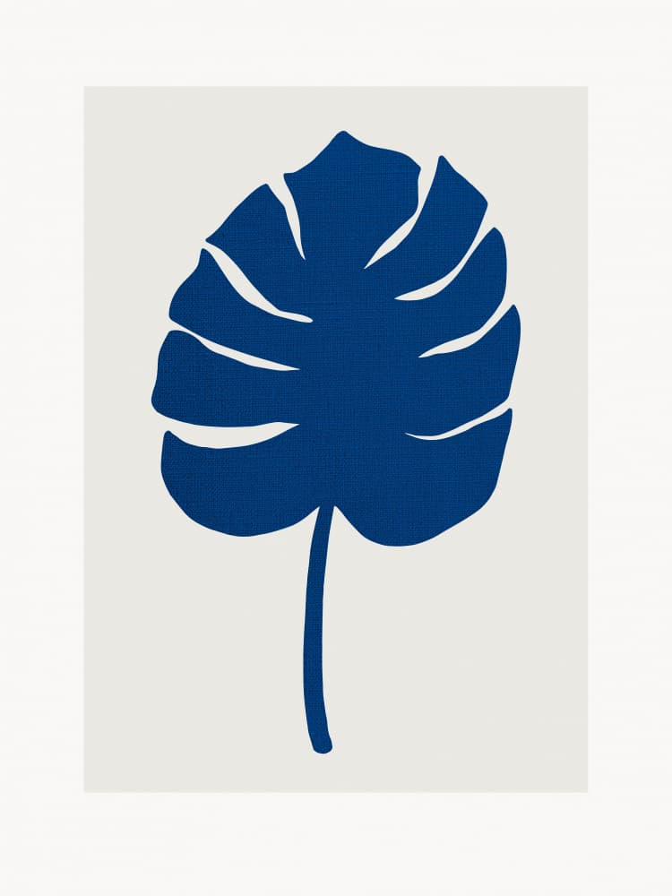 Blue Monstera Leaf by Pictufy Studio — canvas wall art