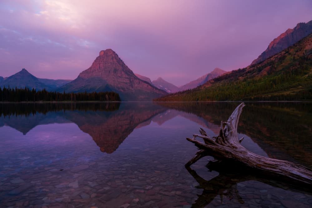 Purple Mountain Lake Reflections by Ken Liang — canvas wall art