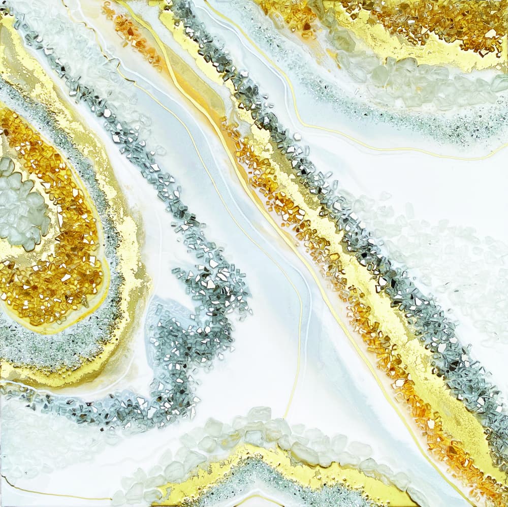 Golden Geode Shimmer by Alyson Storms — canvas wall art