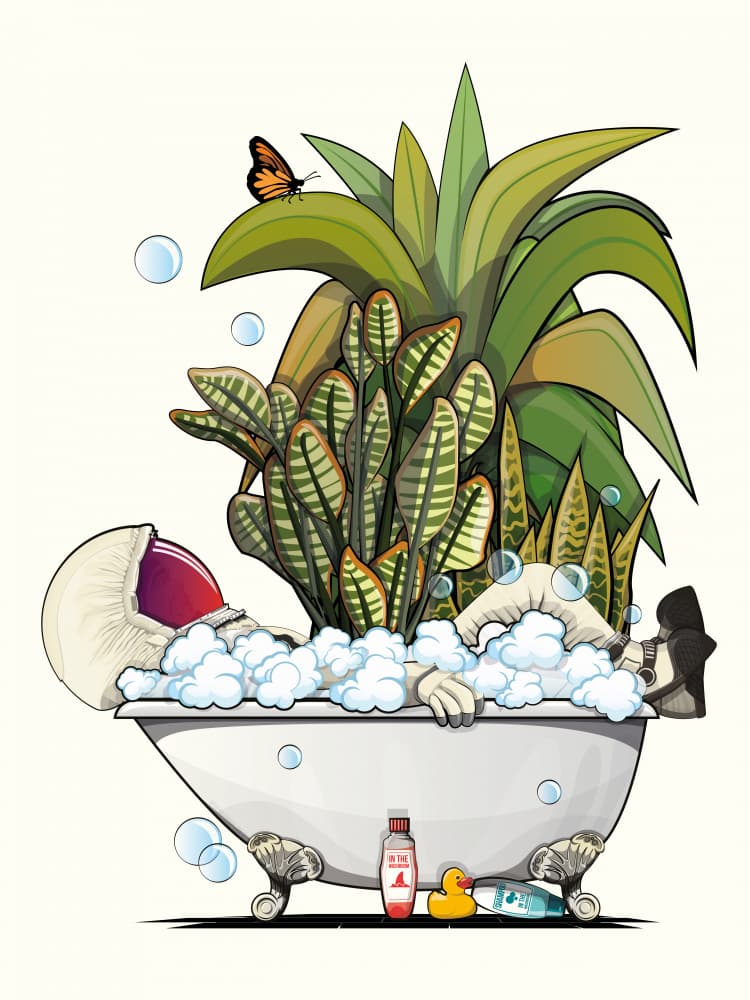 Astronaut Garden Bath by In The Washroom — canvas wall art